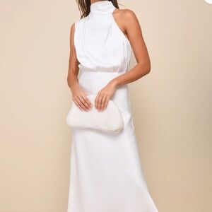 Lulu's white satin asymmetrical dress